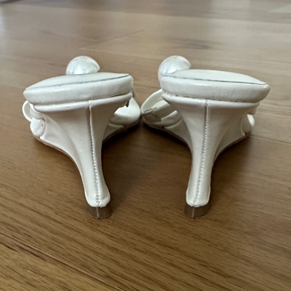 LPA Cream Wedge Sandals with Pearl Accent, Size 6 - Picture 3 of 4